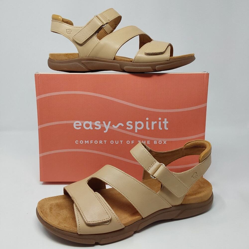 Easy Spirit Mavey Women’s 8M Light Natural Leather Comfort Sandals NIB